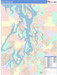 Puget Sound Metro Area Wall Map Color Cast Style